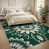 Emerald Green Mandala Floral Area Rug