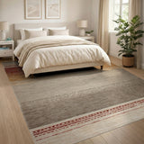 Tribal Striped Ombre Rug in Red, Orange Gray