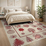Red Heritage Tribal Folk Motif Area Rug