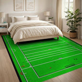 Vibrant Soccer Field Kids Area Rug