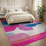 Pink Geometric Modern Vibrant Pink Geometric Area Rug