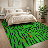 Bold Green Tiger Stripe Area Rug