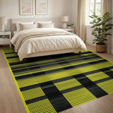 Bold Yellow Black Geometric Plaid Area Rug