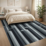 3D Geometric Stripe Area Rug in Black White