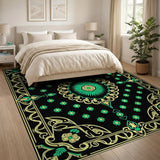 Traditional Persian Teal Gold Persian Medallion Area Rug