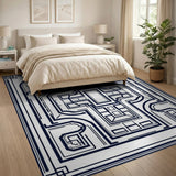 Intricate Geometric Architectural Line Art Rug