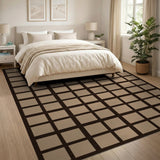 Geometric Modern Beige Gridline Geometric Area Rug