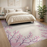 Delicate Pink Blossom Branch Border Rug