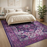 Vibrant Purple Persian Floral Area Rug