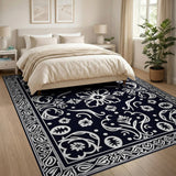 Ornate Black and White Ornate Black White Persian Floral Rug