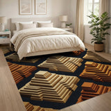 Tan Pyramid Isometric Geometric Area Rug
