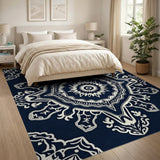 Navy Mandala Traditional Persian Area Rug