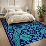Traditional Persian Teal Floral Persian Area Rug