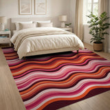 Multi-color and Patterns Vibrant Wavy Pink Orange Abstract Area Rug