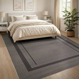 Grey Framed Border Woven Area Rug