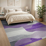 Purple Abstract Curve Area Rug