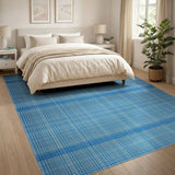 Blue Gingham Check Geometric Area Rug