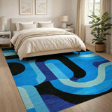 Geometric Modern Blue and Teal Bold Blue Geometric Abstract Area Rug