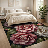 Pink Blush Pink Camellia Floral Area Rug