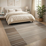 Striped Brown Tan Woven Area Rug