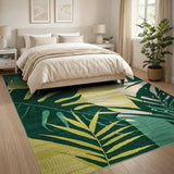 Lush Green Monstera Leaf Abstract Area Rug