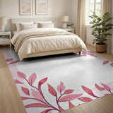Pink Leaf Vine Border Area Rug