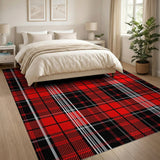 Geometric Modern Bold Red Black Plaid Area Rug