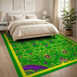 Vibrant Green Purple Floral Persian Rug