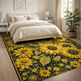 Vibrant Sunflower Meadow with Butterflies Rug