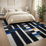 Blue and Teal Bold Geometric Blue Teal Area Rug