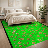 Golden Clovers Vibrant Green Area Rug