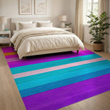 Geometric Modern Multi-color and Patterns Vibrant Multi-Color Striped Area Rug