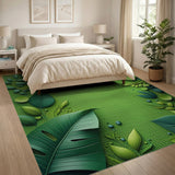 Lush Green Monstera Leaves Area Rug