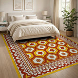 Ornate Yellow Arch Star Persian Rug