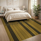 Bold Yellow Black Geometric Stripe Rug
