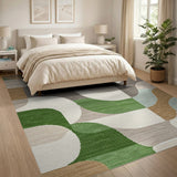 Modern Geometric Multi-Color Wave Area Rug