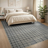 Grey Plaid Rustic Area Rug