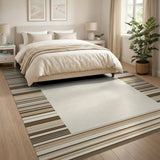 Geometric Modern Brown Tan Horizontal Striped Area Rug