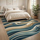 Teal Ocean Waves Blue and Teal Area Rug