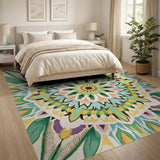 Vibrant Mandala Feather Boho Rug