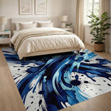 Dynamic Blue Watercolor Splash Abstract Area Rug