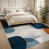 Blue Teal Orange Abstract Area Rug