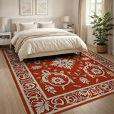 Red Traditional Persian Red Traditional Persian Floral Area Rug