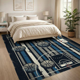 Distressed Vintage Basketball Court Rug
