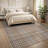 Brown and Tan Plaid Brown Tan Plaid Rustic Farmhouse Area Rug