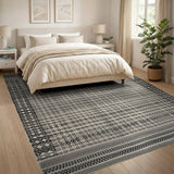 Black and White Black White Geometric Woven Area Rug