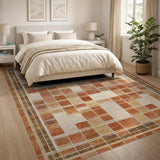 Distressed Orange Mosaic Area Rug