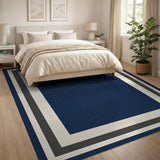 Navy Blue Framed Border Area Rug