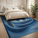 Abstract Navy Blue Swirl Geometric Area Rug