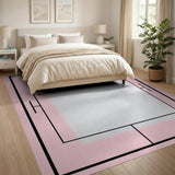 Pink Tennis Court Geometric Area Rug